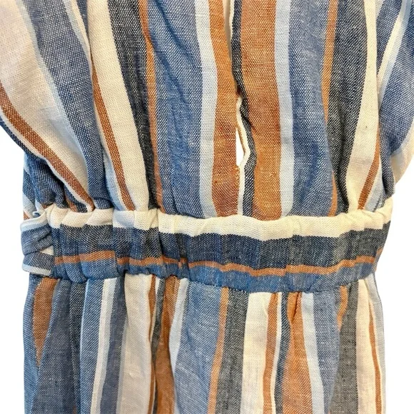 Monteau Multicolor Linen Jumpsuit Halter w/ Belt Wide Leg Crop Size Extra Small - Picture 5 of 12